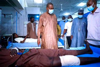 Zulum visits hospitals, confirms 10 dead, 47 injured after Boko Haram’s RPG hit Maiduguri
