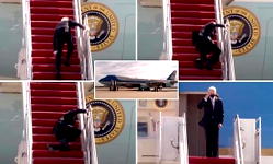 Joe Biden falls while boarding  Air Force One