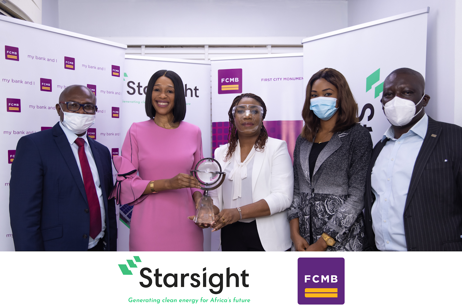 Starsight presents sustainability award to FCMB for achieving 100 sites