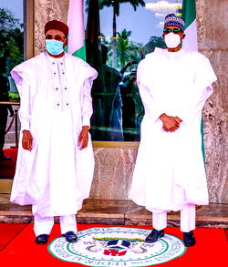Buhari receives Mahamadou Issoufou, President of Niger at State House, Abuja