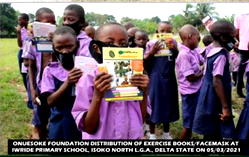 Onuesoke Foundation distributes face masks, books to Delta schools