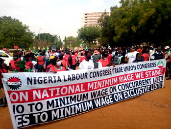 (Video/Photos) HAPPENING NOW: NLC minimum wage protests in Abuja, Lagos