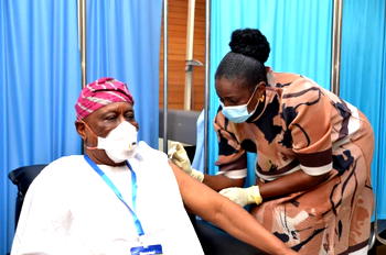 Photos: Ogun ex-Gov, Osoba receives COVID-19 vaccine jab in Abeokuta