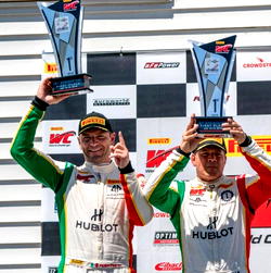 Maxim-backed Squadra Corse Ferrari drivers Caesar Bacarella, Martin Fuentes celebrate victory