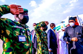 PHOTOS: Buhari returns to Nigeria from UK medical trip