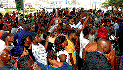 PICTORIAL: Protest grounds Ibadan, as Customs break into Bodija rice traders’ shops