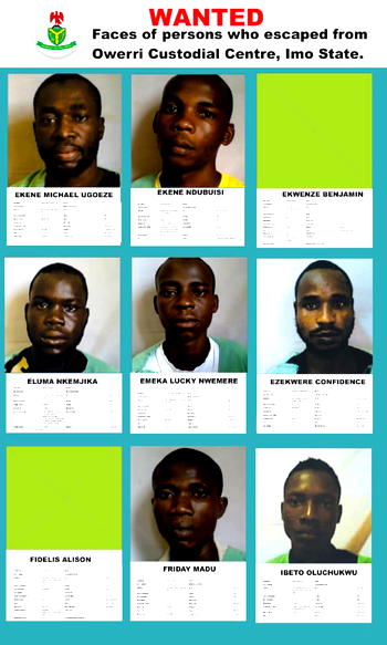 PHOTOS: FG releases names, faces of fleeing Imo prison escapees