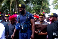 Churchill, Maduka, Ibeto, others at commissioning of road project in Anaocha, Anambra
