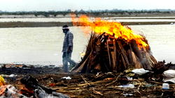 Covid panic as some 40 bodies wash up on banks of Indian river