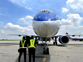 Air Peace’s brand new E195-E2 aircraft on test flights, preparatory to deployment
