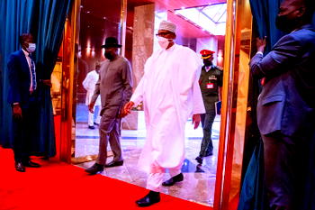 PHOTOS: President Buhari receives Former President Goodluck Jonathan in State House