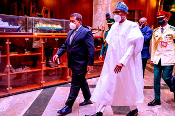 Buhari receives President of the Libyan Presidential Council Mohamed Younis Menfi in Abuja