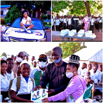 Queen Tracy Solomon distributes learning materials, drills borehole in Nasarawa