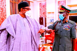 PHOTOS: Buhari receives new COAS Maj.Gen. Farouk Yahaya in Aso Rock