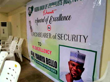 Kogi Gov, Bello, bags NUJ award for effective security