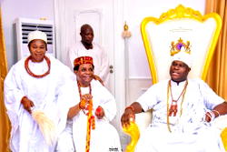 Ooni receives, honours Gen Bajowa on Thank-You visit