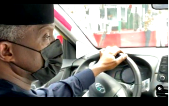 VIDEO: Osinbajo test drives Nigeria’s first electric car