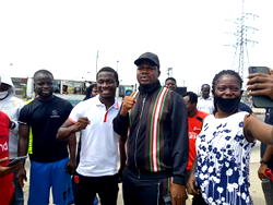 Breaking: Again, Comedian Macaroni joins protesters in Lagos, as Police react
