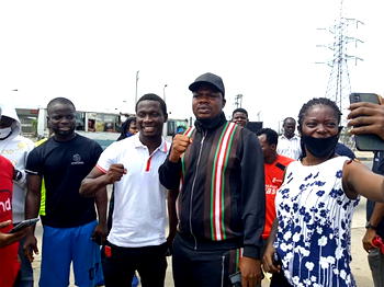 Breaking: Again, Comedian Macaroni joins protesters in Lagos, as Police react