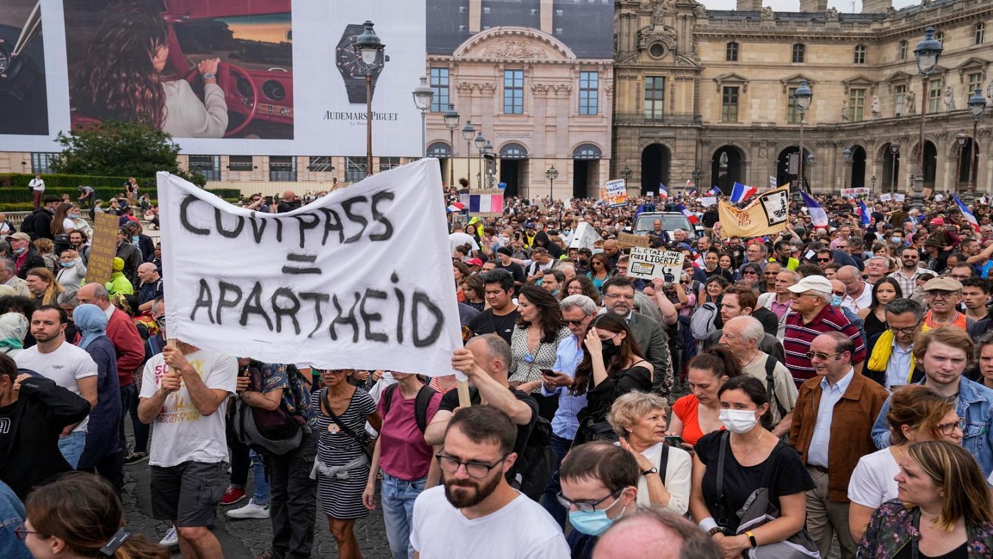 Protest against new coronavirus rule 'green pass' in Italy - Vanguard News