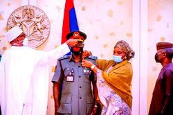 PHOTOS: Buhari decorates COAS Lt. Gen Yahaya Farouk