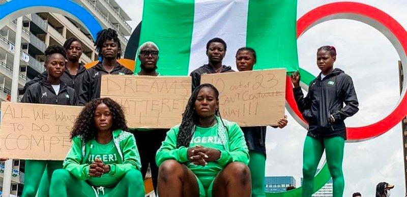 OLYMPIC SHAME: Nigerian athletes  protest in Tokyo 