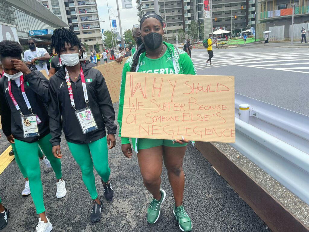 OLYMPIC SHAME: Nigerian athletes protest in Tokyo