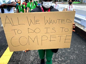 OLYMPIC SHAME: Nigerian athletes  protest in Tokyo