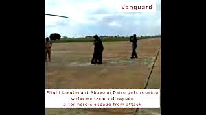 VIDEO: Flight Lieutenant Abayomi Dairo gets rousing welcome from colleagues after heroic escape from attack