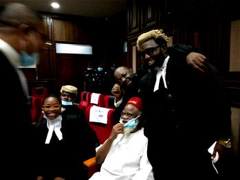 Pictorial: Excitement as Ezeife storms court, over Nnamdi Kanu’s trial