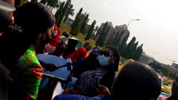INEC COMMISSIONER: Nigerian Women storm NASS Complex for Lauretta Onochie’s confirmation, says Enough is Enough