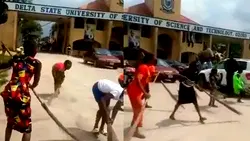 VIDEO:Delta Poly students sweep main gate to celebrate exit of Rector