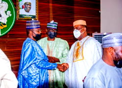 PHOTOS: Fani-Kayode, Matawalle, Zulum, Ali Ndume, Pantami, Sani Yarima, Yuguda, others in Kano for Buhari son’s wedding