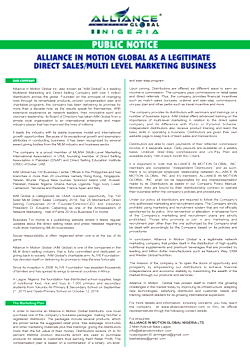 [SPONSORED] Alliance In Motion Global As A Legitimate Direct Sales/Multi Level Marketing Business