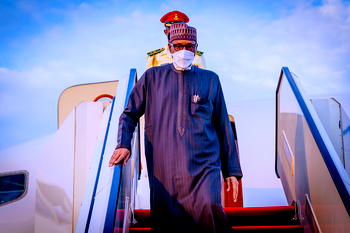 PHOTOS: President Buhari returns from UK