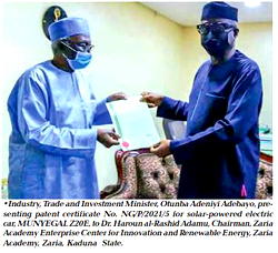 Zaria Academy builds solar-powered electric car, earns FG’s praise