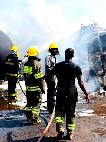 Fuel tanker explodes at Owode Ibeshe road, Ikorodu