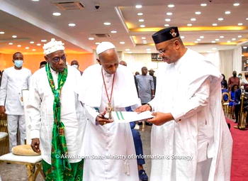 Gov Emmanuel pays tribute to Prelate Mbang at 85