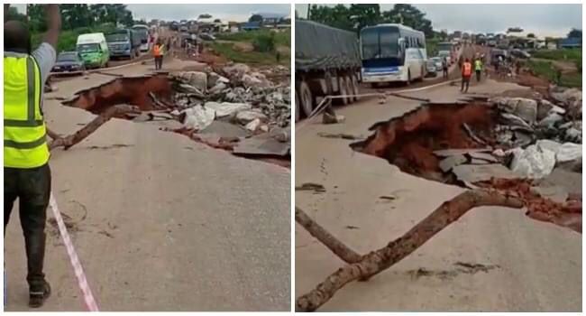 FRSC advises motorists on alternative routes as portion of Lokoja-Kabba road caves in