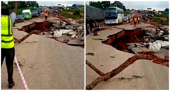 FRSC advises motorists on alternative routes as portion of Lokoja-Kabba road caves in