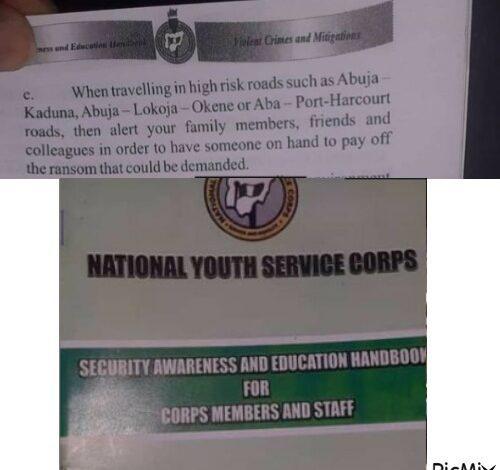 Pamphlet recommends corps members pay ransom if kidnapped; it's fake, NYSC  reacts