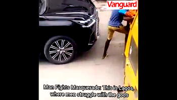 Man Fights Masquerade: This is Lagos, where men struggle with the gods