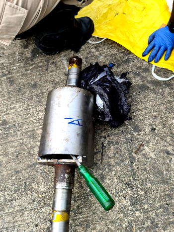 A week after sniffer dogs pounced, drugs extracted from cylinders of imported machines