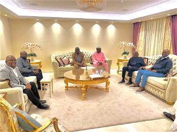 Senators Bamidele, Adeola, Abiru, others visit Tinubu in London