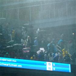 Rain stops play at US Open as storm hits New York