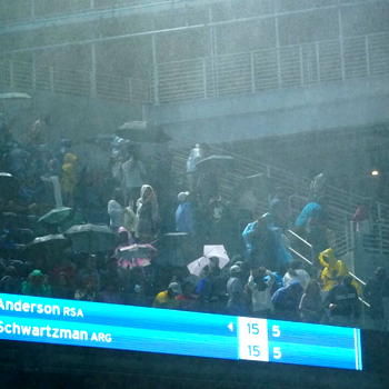 Rain stops play at US Open as storm hits New York