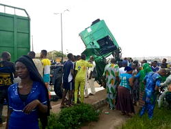 Many escape death as two trucks collide in Ogbomosho