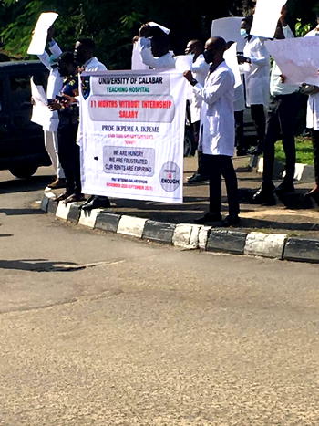 Protest rocks Calabar as UCTH interns protest 11months unpaid salaries