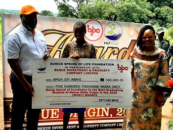 2020 Best Benue WAEC student gets N500,000 scholarship for university education