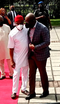 Obaseki, Okowa, Udom among early arrivals as Wike hosts S’South Govs in Port Harcourt [PHOTOS]